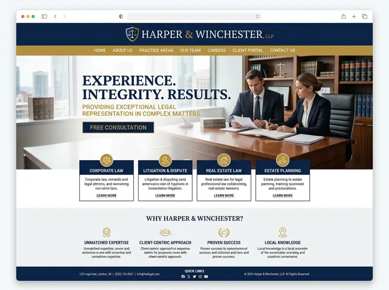 Law firm website concept for Vanguard Law